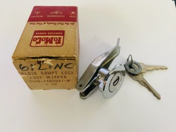Glove Box Lock Cylinder and Key, Dash Mounted Bezel & Glove Box Lock Set- NOS