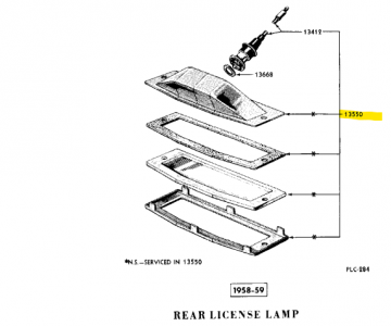Light Assembly, REAR License Plate -NOS