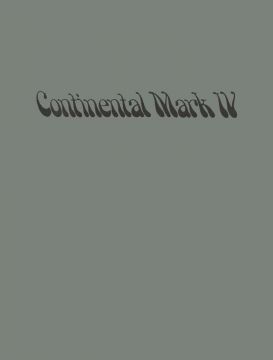 1974 Lincoln Continental Mark IV Owner Manual- NEW