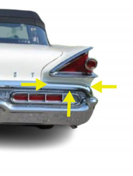 Molding, Upper Rear Bumper- Trunk - Bumper Outline Chrome Molding Quarter Panel Rear- RH NOS