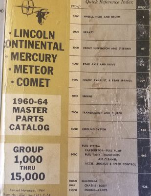 1960-1964 Lincoln Mercury Master Parts Catalog, Part 1