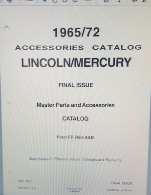 1965-1972 Lincoln Mercury Accessories Catalog